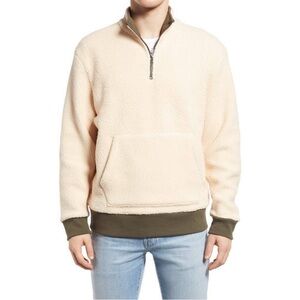 Madewell Men's  Resourced Cream Half-Zip Sherpa Pullover Sweater